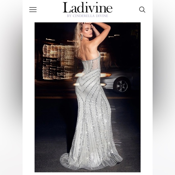 Cinderella Divine CD0216 Ladivine STRAPLESS FITTED BEADED GOWN - Picture 8 of 9